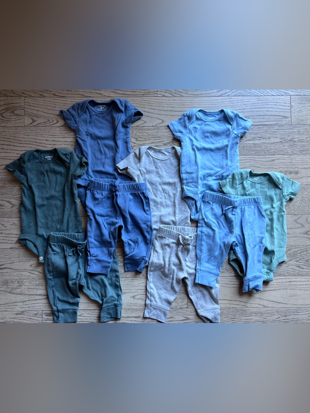 Carter's Baby Boys Neutral & Blue Jogger and T-Shirt Onesie Pants Pack 0-3 Mths